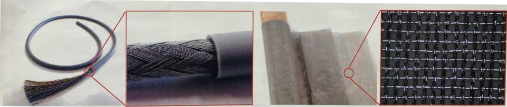 超高屈曲電線用導体の銅箔糸拡大写真